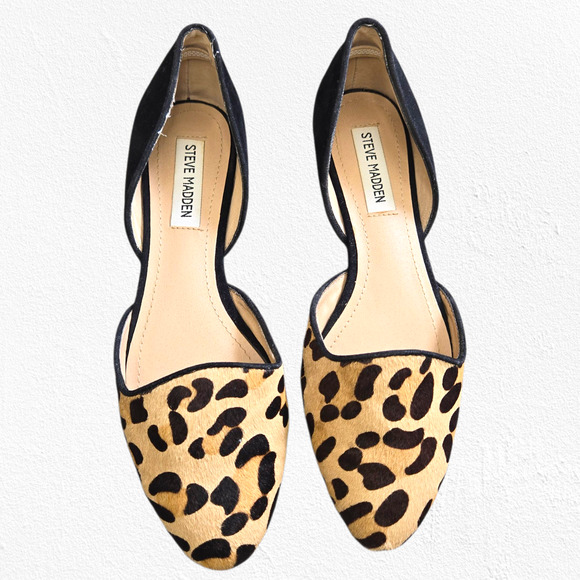 Steve Madden Vamp Leopard Calf Hair D’Orsay Pointed Toe Flats Size 7.5 - Picture 2 of 12